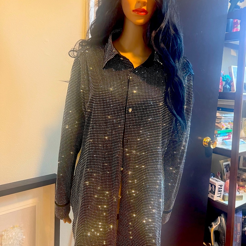 Rhinestone button shirt,  blouse
